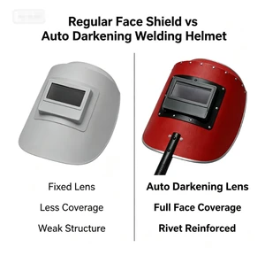 Professional Handheld Auto Darkening Welding Helmet Solar Powered Red Mask Shield For ARC MIG TIG Welding Protective Gear