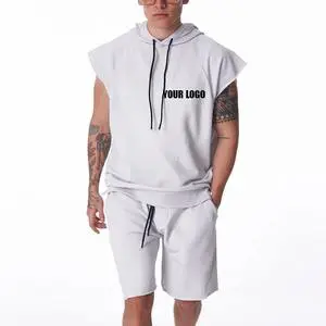 Custom Unisex Fleece 2-Piece Crochet Winter Hoodie and Shorts Set for Men 100% Cotton