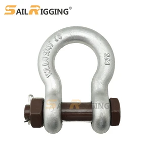 G2130 Shackle 55t 2-1/2inch Curved Hot Dip Galvanized Safety Bolt Type Anchor Shackle