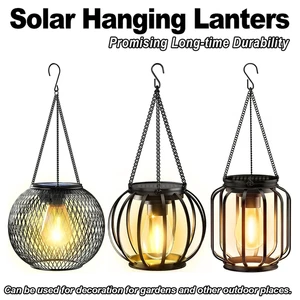 Solar Lantern Led Light Daylight Sensor Garden Lamps Lights Outdoor Waterproof 3500k Landscape Iron-art With Durable Chain Decor