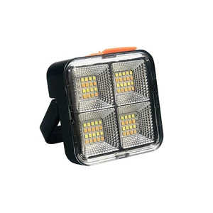 Hot Sale Black Portable Solar LED Floodlight for Garden IP66 for Camping Night Market Floor Stall Outdoor Emergency Lighting