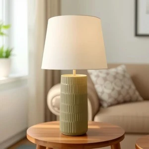 Fabric Ceramic Table Lamp with Night Light for Bedroom Study Living Room Decor Bedside Atmosphere Light Decorative Ornaments