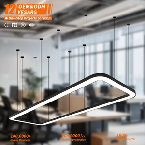 Black Rounded-Corner Rectangular Ceiling Suspension Profiles Led Linear Light Office Shop Gym Led Linear Light