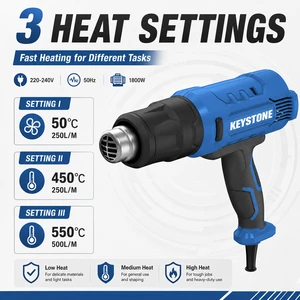 Temperature Adjustable 220-240V 50℃ 400℃ 550℃ 1800W(15A) Heat Gun