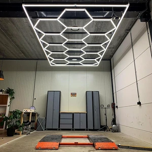 Garage Light Led Hexagonal Hexagon Detailing Workshop Ceiling Led Lights Solid Hexagonal Pendant Light