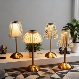 Modern Nordic Style Cordless Table Lamp Simple Crystal Aluminum Design Touch Dimming for Convenient Office Restaurant Bar Use