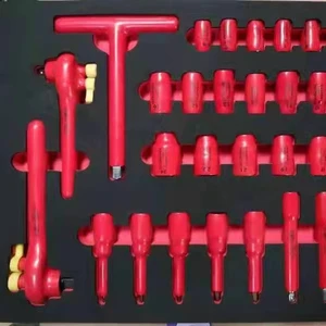QIHAO Insulation Tools Auto Repair Tool Sets 68Pcs Car Repair Set with Electric Wrench & Hammer Workshop Use 1 Year Warranty
