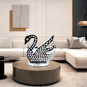 Swan Shape Crystal Lamp Dotted Glow LED Light for Living Room Bedroom Foyer Wedding Anniversary Gift Home Decor Table Lamp