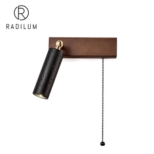 LED Spot Light Nordic Loft Industrial Bedside Travertine Wood Pull Chain Switch UL Approved Adjustable Angle Lavaire Wall Lamp