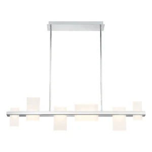Horizontal Linear Frame Frosted Acrylic Nordic Dining Room Long LED Strip Chandelier Kitchen Geometric Ceiling Pendant Light