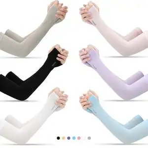 Summer Outdoor Elastic Seamless Cool Arm Sleeves Cycling Wear Ice Silk Fabric Sleeves for Men