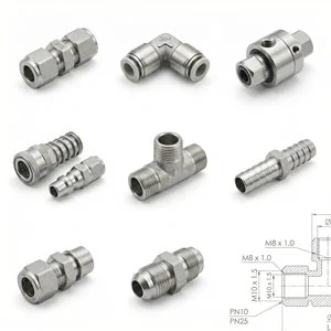 316 304 Hydraulic Pneumatic Tube Connector Rotary Joint Quick Coupling High Pressure Threaded Stainless Steel Cnc Machining