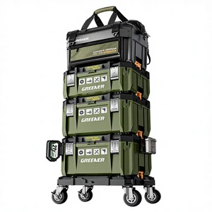 Hot-selling Stackable Toolbox Set, Hardware Widened Storage Box, Multifunctional Stackable Toolbox with Wheels and Handle