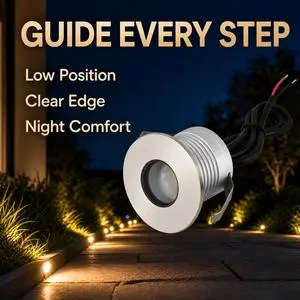 Asymmetrical Exterior Recessed LED Deck Light 3W Low Voltage Ribbed Optic Lens Hardscape Concrete Patio Facade Floor Light