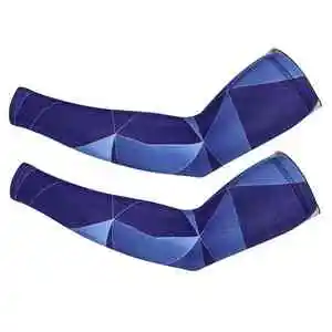 Five B Best Cycling Arm Sleeves Blue Geometric Print UV Protection Cooling Unisex Adult Compression Sleeve for Outdoor Sports