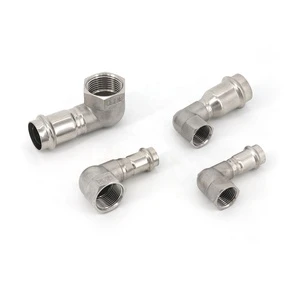 DVGW SS 304 316L Adapter Water Supply Pipe Fittings V Profile Stainless Steel Elbow Tee Coupling Press Fittings HENGSHI Brand