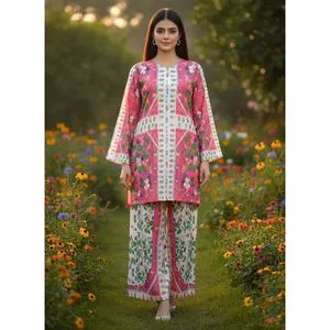 Premium Crepe Cotton Silk Co-ords Set (SL00247)-2 Piece Short Set 3/4 Sleeves Two Pieces Perfect Outfits!