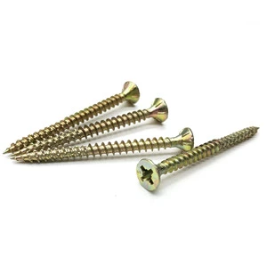 Tornillo De Cabeza Plana Empotrado En Cruz Tornillo De Aglomerado De Zinc Amarillo Screw