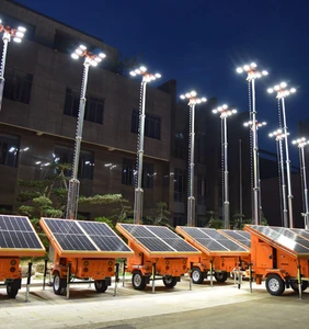 Solar Lighting Tower With Monocrystalline Solar Panel Mobile LED 7m Mast-0 Fuel Lighting System For Road & Garden Use