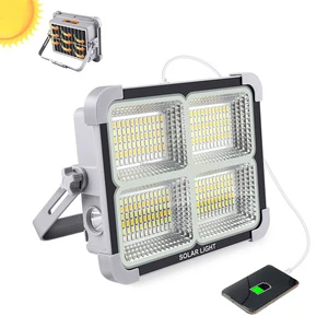 USB Rechargeable Solar Emergency Floodlight with Solar Panel High Quality IP66 Hiking Camping 5modes Led Solar Garden Light