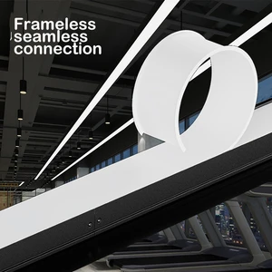 Matel Iron lamp body aluminum looking Frameless seamless connection 1.2m 1.5m 1.8m 2.4m 3.6m supermarket hanging linear light