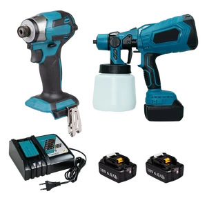 18V LXT Power Tool Combo DTD173 Impact Driver Cordless Paint Sprayer With 2Pcs 6.0Ah Batteries And Fast Charger