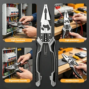 Professional Electrician Tool Set Including Needle Nose and Diagonal Cutters With Durable Chrome Vanadium Steel Build