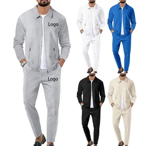 Custom Classic Gym Fitness Tracksuit Men's Athletic Tracksuit Set Casual Full-zip Sweatsuits Long Sleeve and Jogging Pants Set