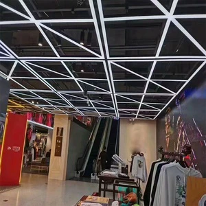 Customized 4ft 8ft Led Shop Light Linkable Seamless Commercial Linear Led Rectangles Pendant Lights for Malls Supermarkets