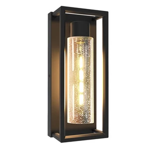 14 Inch Five-Sided Transitional Outdoor Wall Light Dark Bronze Clear Seeded Glass E26/E27 Socket ETL Certified