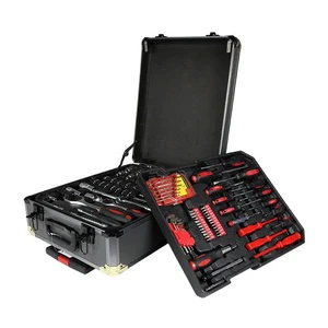 High quality carbon steel red tools Set 186 pcs toolbox trolley mechanic kit tool case
