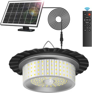 Solar Powered Shed Light 244 LED Motion Sensor Pendant Lamp Waterproof Remote Control Light for Garage Barn Gazebo