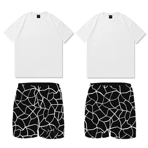 Summer Sports and Short Sleeved Shorts Set Cotton T-Shirt Oversized With Black Breathable Short Full Set