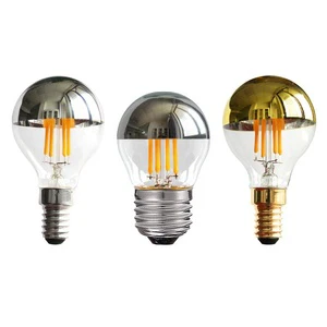 G45 E27/E14 Semi-plated Decorative LED Mirror Reflective Light Bulb Shadowless Light LED Lamp