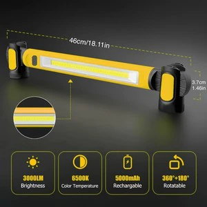 270° Rotated Lamp Body 4400mAh USB C Rechargeable COB Work Lights for Car Inspection Waterproof IP44 Emergency Garage Work Light