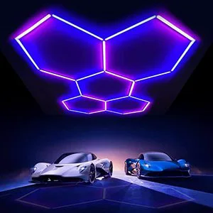 Etop RGB Five Hexagon LED Working Light Led Garage Ceiling Light Car Hexagon Garage Led Light for Car Detailing Shop and Barber