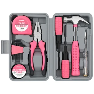 13pc Pink Carbon Steel Hand Tool Kit Set for Ladies Small Compact Home Repair Tool Box Case Customizable OEM Support