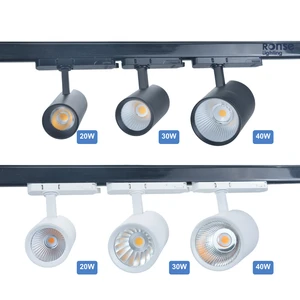 RONSE 3CCT LED Track Light Adjustable Movable COB with Gold Curved AR111 Ceiling Adapter Permanent Aluminum Lamp Body