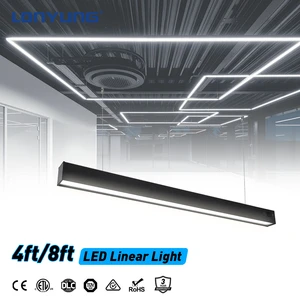 Lonyung CE ETL Black White Modern Indoor Office Square LED Linear Lamp 4FT 8FT Aluminum Long Linear Pendant Light