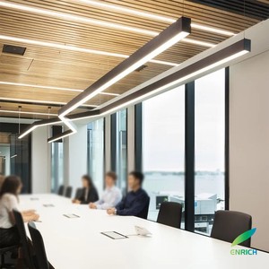 Anti-glare UGR<19 Linkable Strip Wall Light Fixture Aluminum Pendant Microprism Led Linear Light