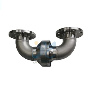 Double Elbow DIN Flange Connection High Pressure Pneumatic Rotary Joint 360 Degree Rotating Hydraulic Water Swivel Joint