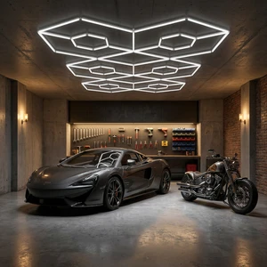 Certified Garage Lights 6500K White Light Installation Video Provided Hexagonal Hive Garage Light for Car Detailing Studio