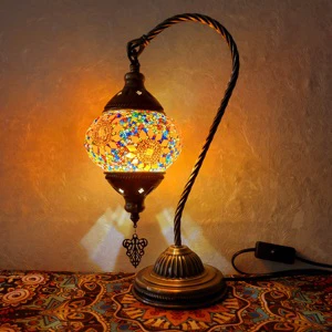 Decorative Colorful Desk Bedside Table Lamp Handcraft Gooseneck Turkish Moroccan Lamps