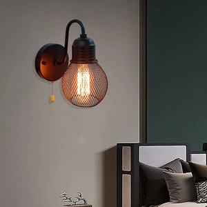 Tianyi Cross-Border Iron Black Zipper Switch LED Ra90 3-Year Warranty American Industrial Retro Wall Lamp Bedside Staircase