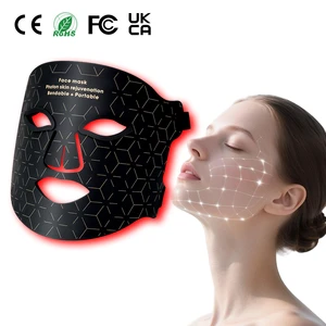 Professional Standing LED Light Therapy Mask with 4 Colors Red & Infrared Light for Home Use Silicone Face Mask