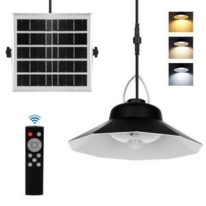 LED Outdoor Garden Lamp 3 Colors 4 Brightness Modes Work Day and Night Solar Pendant Light for Shed Yard Garage