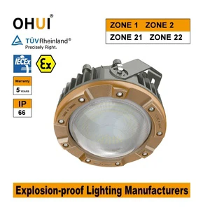 OHUI NEW Oil Marine Grade ATEX IECEx LED Explosion Proof Light IP66 5-Year Warranty ZONE 1/2 ZONE 21/22 Nema 4X T6 Ra80 13000lm