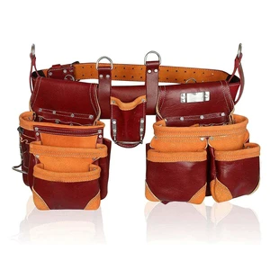 High Quality Oil Tanned Leather Electrician Tool Bags Multi Tool Storing Pouch Professional Carpenter OEM