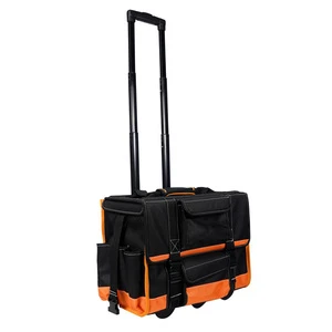 Heavy Duty Multi-Purpose Tool Bag With Telescopic Handle And Wheels, Portable Large Capacity Roller Trolley Tool Storage Bag