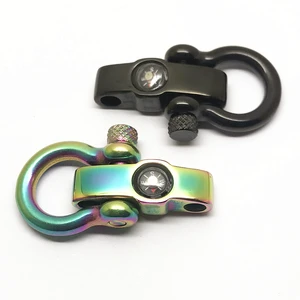 Custom Logo Adjustable Stainless Steel U-Shaped Survival D Shackle for Bracelet Various Pin Jewelry Findings & Components